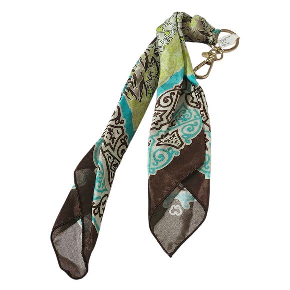 JOHNNY WAS Zoila silk scarf keychain clip Floral Scarf NEW - Picture 4 of 4